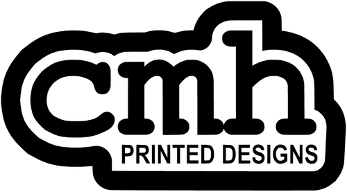 cmh Printed Designs logo with white background and transparency
